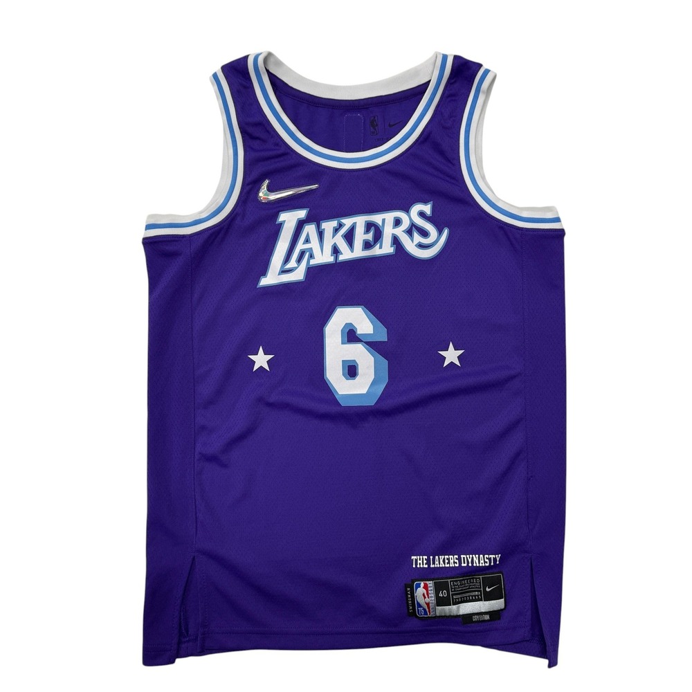 Nike Los Angeles Lakers LeBron James 6 City Edition Jersey Purple Mens Small 40